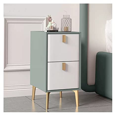 Table de Chevet Table de Chevet Fine Table de Chevet Moderne Table d'appoint avec Cadre en Bois de pin Aspect Cuir Artificiel et Pieds de Table en métal, Meubles de Chambre à Coucher Tendance