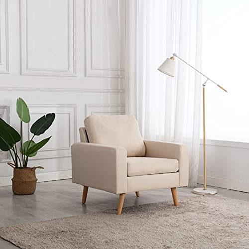 Homgoday Sessel Fernsehsessel Relaxsessel Loungesessel Fernsehsessel Ruhesessel Einzelsofa TV-Sessel Lesesessel Einzelsessel für Wohnzimmer Schlafzimmer Creme Stoff