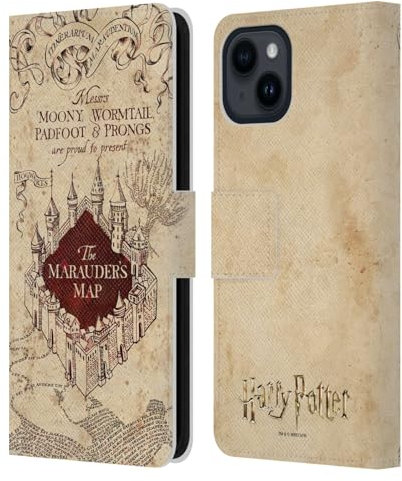 Head Case Designs Officially Licensed Harry Potter The Marauder's Map Prisoner Of Azkaban II Leather Wallet Case Compatible With Apple iPhone 15