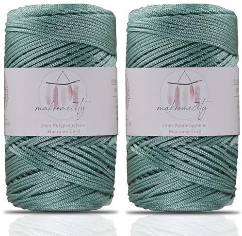 Makromecity 2 fili di filato macramè, 2 mm x 230 m, di alta qualità, in poliestere, macramè, in polipropilene, per decorazioni per la casa, piattino, borsa a tracolla, runner per ciuccio, 20 colori