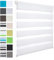 WOLTU Doppelrollo Klemmfix ohne Bohren Weiß B105 x H120 cm, Duo Rollo lichtdurchlässig Fensterrollo für innen verdunkelnd, Zebrarollo mit Kettenzug - Seitenzugrollo für Fenster und Tür