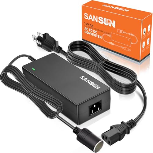 Spannungswandler 5A Auto Zigarettenanzünder, SANSUN AC240V zu DC12V Versorgung Adapter Transformator für Auto Geräte unter 60W (5A)