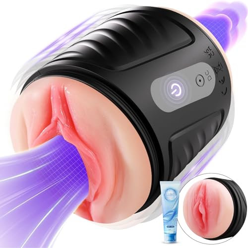 Vooloka 2IN1 Ultra Soft Male Sex Toys Masturbator for Men, Realistic Vagina & Anal Sex Toýs for Man with 2 Motors & 10 Vibrations, Mens Sex Toy Doll Masterubaters Fleshlight Adult Toys Gummi