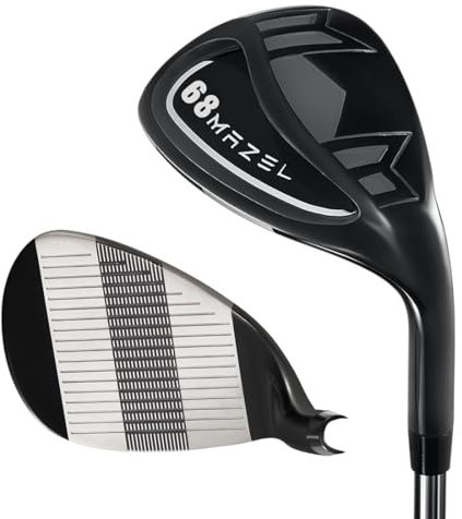 MAZEL Golf Lob Wedge 70 Grad 35 Zoll Rechtshänder, CNC gefräste Gesicht Sand Keil, Picthing Wedge (Single Black, 68 Degree,RH)