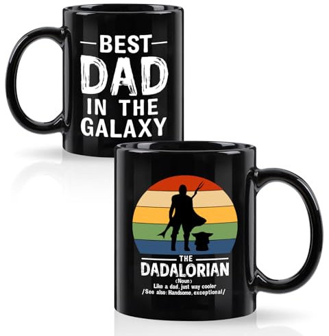 YHRJWN Dad Gifts, Best Dad In The Galaxy Coffee Mug, Father's Day Gifts from Daughter Son, Birthday Christmas Gifts for Dad, Dadalorian Mug, Best Dad Ever Gifts, Dad Mug, 11 Oz Black