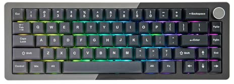 KiiBoom Loop 65 65% Full Aluminum Block Structure Mechanical Keyboard, QMK/VIA Gaming Keyboard, BT5.0/2.4GHz/USB-C Wireless Keyboard, Gasket, FR4 Plate, RGB for Win/Mac (Grey Black)