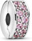TCZNAF Pink Pavé Clip Charms Bead -Anhänger für europäische Armbänder und Halsketten für Damen