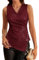 GRACE KARIN Damen Pailletten Tops Party Bluse Damen V-Ausschnitt Wickelbluse Damen Hochzeit L Wein Rot-5