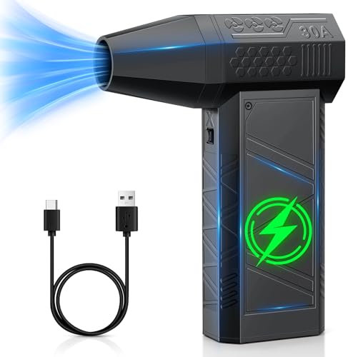 Compressed Air Duster 130000RPM Jet Turbo Fan Air Blower Cordless Rechargeable High-Speed Electric Duster Blower for PC Cleaning Laptop Keyboard Car and Home Cleaning