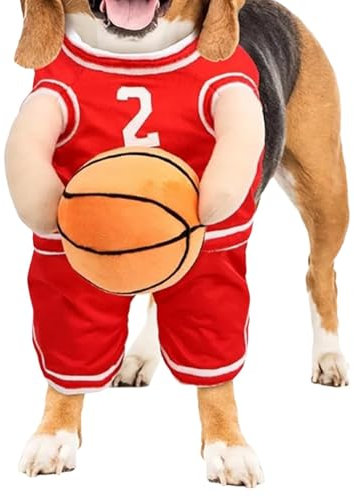 Hunde Basketball Kostüm mit Ball | Hundekostüm Halloween | Lustige Verstellbare Basketball Halloween Kostüme Hunde | Kreatives Basketball Sport Hundekleidung Welpen Anzieh Outfit für Halloween Cosplay