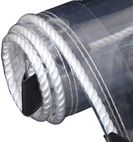 Rideau Pergola Extérieur Bâche transparente en PVC de 0,35 mm d'épaisseur for extérieur, tissu imperméable à la pluie, for pergola de jardin, rideau de balcon, fenêtres, bâche transparente(2.8x5.8m)