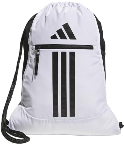 adidas Alliance Sackpack – Drawstring Backpack Small Bag for Men and Women, White/Black, One Size