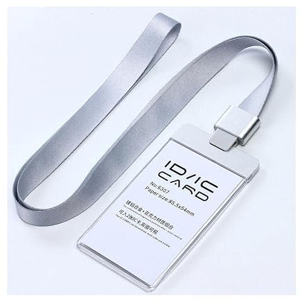 Verstellbare Schlüsselbänder, Ausweishalter, Ausweishülle, Kartenhalter for Schlüsselband, 2 Ausweishüllen, transparentes Acryl, durchsichtiges IC-Schlüsselband mit befestigtem Anschluss aus Aluminium