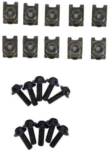 BORDSTRACT Kit bulloni per carenatura moto, kit bulloni corpo carena moto 5 * 16MM, kit di montaggio rondelle dadi viti assortimento, dado a clip per fissaggio rapido a vite (Nero)