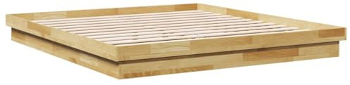 vidaXL Massivholzbett ohne Matratze 200x200 cm Eichenholz, Bettrahmen, Bett, Bett Massivholz, Schlafzimmermöbel, Bett Holz, Doppelbett, Holzbett