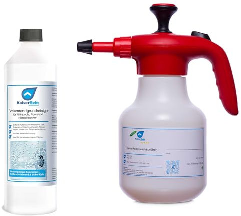 KaiserRein Beckenrandgrundreiniger Konzentrat 0,5l mit Pumpdrucksprüher für Whirlpools, Pools und Planschbecken entfernt Kalk, Organische Verschmutzungen, Ablagerungen, Seifen und Fettrückstände UVM.