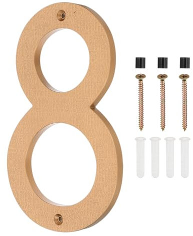 PATIKIL 8 Inch House Numbers, House Address Numbers Sign Large Floating Modern Home Number with Screws for Outside Door Wall Street, Gold, 8