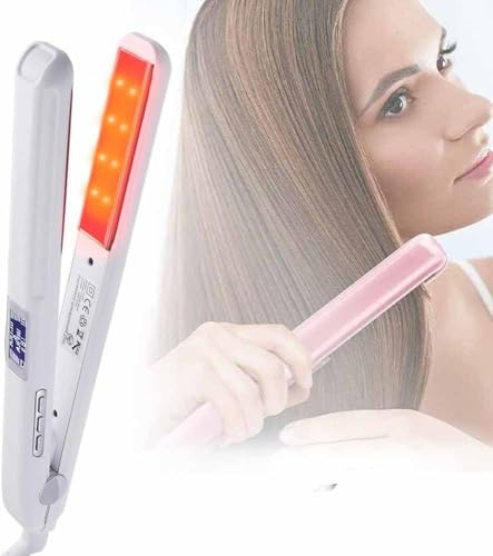 Professional Ultrasonic Repair Cold Iron, 2025 New Infrared Hair Straightener and Styling Iron with Flat Plates, Damaged Hair Treatment, Cold Flat Iron, LCD Display (White)