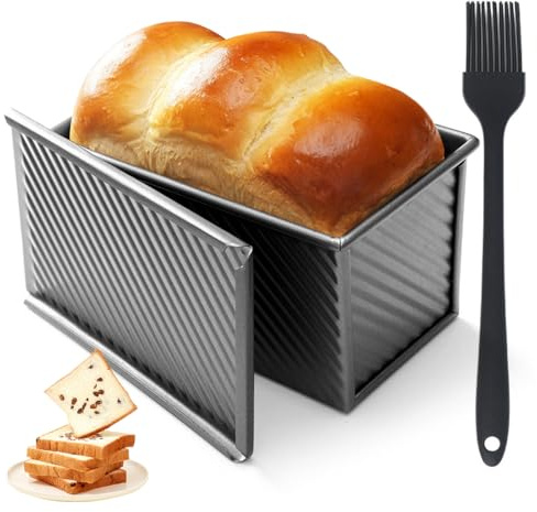 Brotbackform mit Deckel, Toastbrot Backform aus Kohlenstoffstahl, Antihaft Brotform Kastenform, Premium Toastbrotform mit Ölpinsel, Hitzebeständig Brotformen zum Backen Sandwich Toast Gebäck Kuchen
