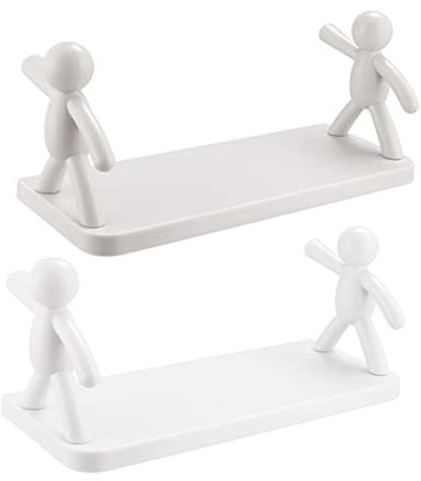 MAGICLULU 2 Stück Lochfreies Wandlagerregal Kunststoff Multifunktional Für Bad Küche Schlafzimmer Weiß Grau