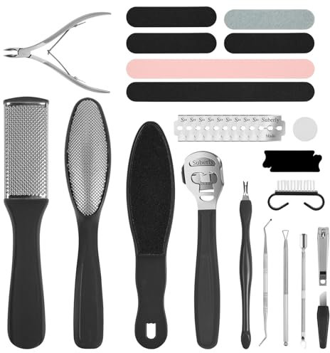 Alaoo Kit per pedicure,Kit Pedicure Professionale da 30 Pezzi,Kit per la Cura dei Piedi,Mini Kit Pedicure, Cura dei piedi per rimuovere la pelle dura e morta, Adatto per uomini e donne(Nero)