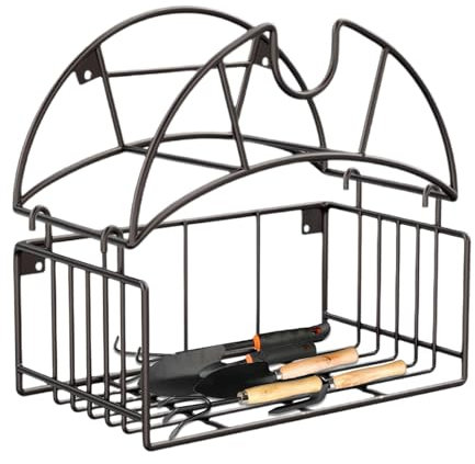 Soporte de pared para manguera de riego, soporte sólido para manguera, almacenamiento metálico resistente para manguera de agua y cables de extensión al aire libre, garaje piscina jardín