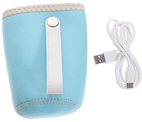 Abaodam Wiederverwendbarer Flaschenwärmer Tragbarer Isolierter Flaschenwärmer für Babyflaschen USB Heizsystem für Konstante Temperatur für Unterwegs Blau