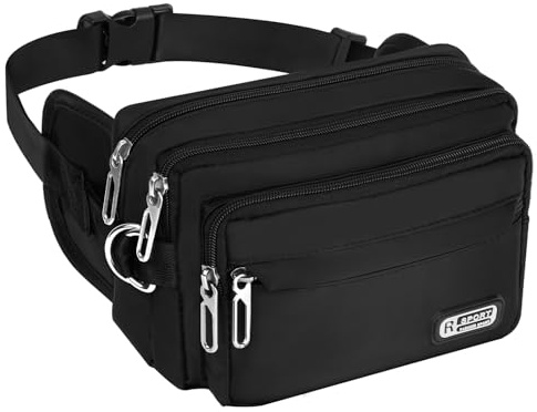 Flintronic Riñoneras Hombre y Mujer, Impermeable Riñonera Grande Bolsa, 5 Bolsillos, con Cremallera, para Viaje, Senderismo, Correr, Entrenamiento