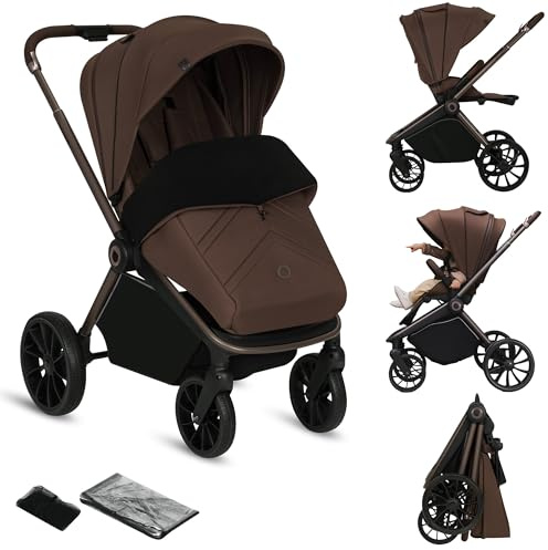 Lionelo Mika Plus Kinderwagen 6-48 Monate bis 22 kg | Verstellbare Rückenlehne und Fußstütze, Federung, 360° drehbare PU-Räder, Wasserdichtes XXL-Verdeck, UPF50+