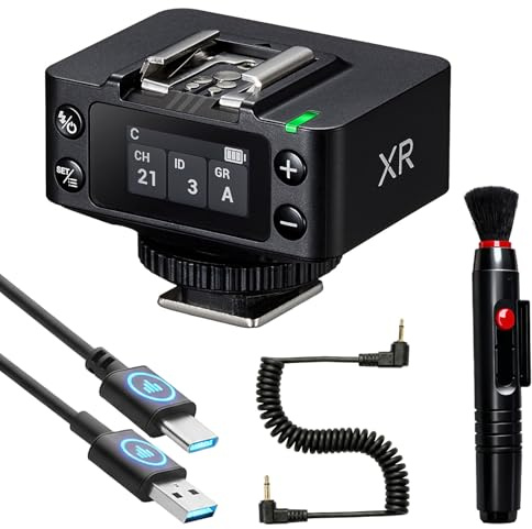Godox XR TTL Wireless Receiver für Canon & Nikon, 2,4-GHz-X-System | integrierter Lithium-Akku, verbessertes LCD-Display, kabellose Auslösekontrolle, Sync-Kabel & USB-C-Kabel