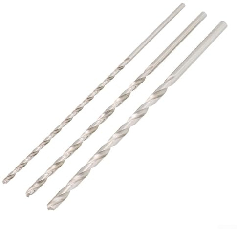 3-teiliges 300 mm extra langes Holzbohrer-Set, für HSS-Spiralbohrer mit Brad Point für präzises Tieflochbohren in Weichholz, Hartholz, Sperrholz, Chipbo