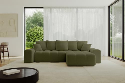 ALTDECOR Ecksofa mit Schlaffunktion und Bettkasten Corner Sofa Eckcouch Couch L-Form Schlafcouch Ausziehbar Wohnlandschaft ENIL-L 297x189x68 Grün
