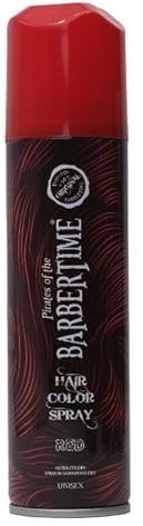 BARBERTIME Haarfarbespray 150 ml | Temporäre Haarfarbe für Kinder & Erwachsene | Leicht auswaschbar | Für Halloween, Cosplay, Festival & Party | Farbintensives Styling ohne Dauerfärbung (Rot)