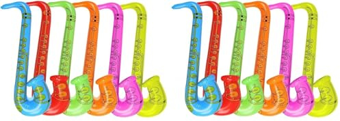 Aufblasbare Musikinstrumente Inflatables Gitarre Saxophon Mikrofon Für Partyzubehör Party Favors Ballons Zufällige Farbe (4 Saxophone) (Packung mit 2)