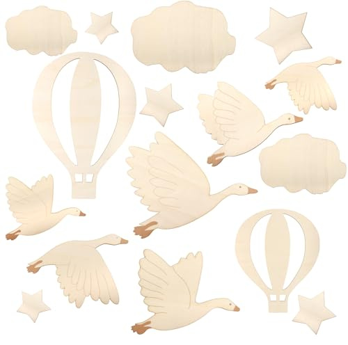 LEIMEND 19 Stücke Kinderzimmer-Dekor Wanddekoration aus Holz Wanddekoration | Im Boho-Dekor-Stil 4 Verschiedene Formen DIY-Dekoration Perfekt für Kinderzimmer Schlafzimmer und Wohnzimmer