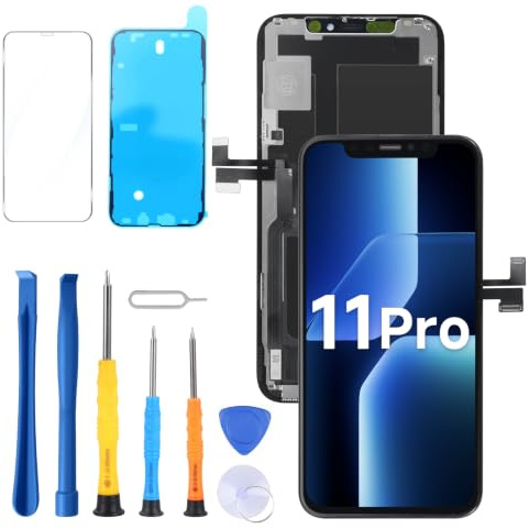 Vefacxy Display für iPhone 11 Pro,5,8 Zoll LCD Bildschirm Ersatzset Full HD Touchscreen Digitizer Montage Reparaturkits