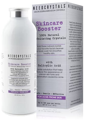 NeedCrystals Mikrodermabrasion Kristalle, Gesicht Peeling mit Salicylsäure. Natürliches Gesichtspeeling verbessert Akne-Narben, Mitesser, Porengröße, Flecken und Hautstruktur. 227 Gramm