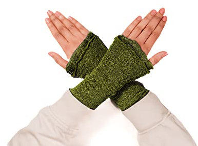 Aga's Own Warmers for Women – Fingerlose Handwärmer – Handschuhe für drinnen und draußen, fingerlose Handschuhe - Armwärmer - Goth Accessoires – Grün
