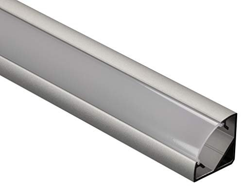 Gedotec Winkelprofil Aluminium-Profile LED Eckprofil 2500 mm Profilleisten für LED-Streifen | Licht-Schiene Alu silber matt | Streuscheibe milchig transparent | 5 Stück - LED-Profile mit Endkappen