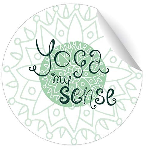 5x24 edle Wellness Aufkleber grün mit Yoga Spruch auf Boho Muster, MATTE Papier runde Sticker, universal runde selbstklebende Sticker ø 45mm; 24 x 1 Motiv) Yoga my sense