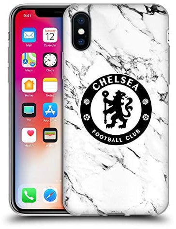 Head Case Designs Officially Licensed Chelsea Football Club White Marble Crest Soft Gel Case Compatible With Apple iPhone X/iPhone XS