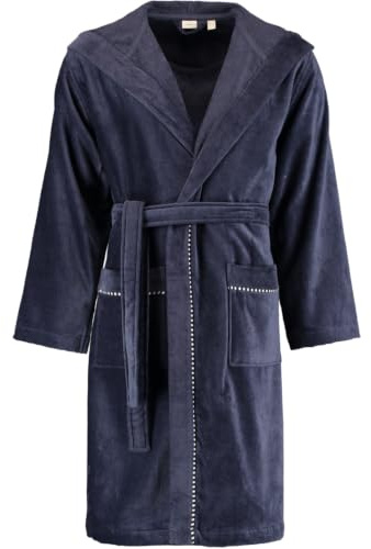 ESPRIT Unisex-Bademantel Box mit Kapuze Velours-Frottier, Navy Blue, S