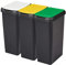 Tontarelli Set 3 Cubos de Reciclaje Touch&Lift 135 litros Color Negro con Tapa Amarilla/Verde/Blanca, Triple
