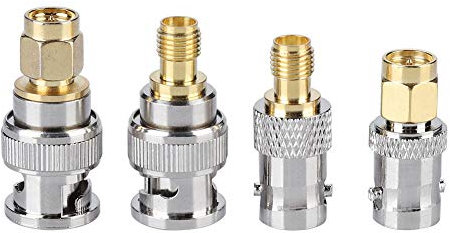 SMA Anschluss, Koaxial Antennenanschluss, BNC Stecker/Buchse an SMA Stecker/Buchse, Geeignet für Antennen, Koaxialkabel, Externe Wi Fi Radioantennen usw. (4 Stück)