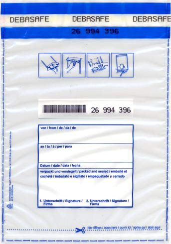 1.000 x Sicherheitstaschen: 175 x 240 mm, Druck: von, an, Datum, Betrag, Verpackt, Unterschrift
