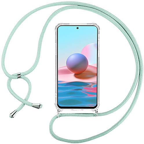 INGE Handykette Kompatibel mit Xiaomi Redmi Note 10/10S, Handyhülle für Xiaomi Redmi Note 10 Hülle Transparent Silikon Hülle mit Einstellbar Kordel zum Umhängen, Stoßfest, Rundumschutz - Grün