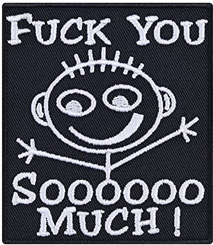 FUCK YOU sooo much Smiley Aufnäher/Aufbügler Biker Patch zum annähen/aufbügeln | Fuck you Bügelbilder Heavy Metal Sticker/Applikation für alle Stoffe | 70x80