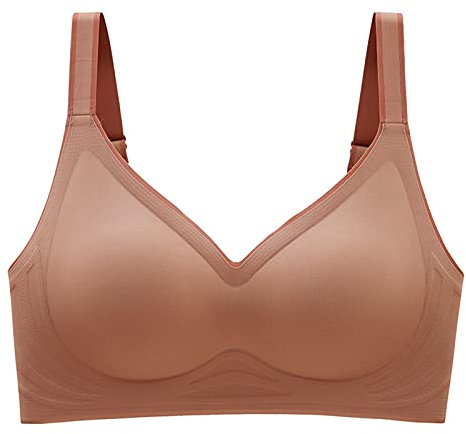 Julhold Sport-BH BHS Damen Sexy Dessous Reizwäsche Spitze Bralette Ohne Bügel Triangle-BH Sexy V-Ausschnitt Blumen Bequem Unterwäsche Weste Größe S-XXL(Kaffee,XXL)