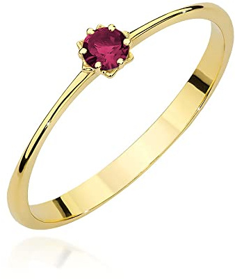 MARKO Damen Gold Verlobungsring mit Rubin 0.15Ct in Blumenform Fassung, 14 Karat Gold (585) | Goldring inklusive Box | Goldring für Frau