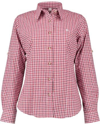 OS Trachten Damen Bluse Langarm Trachtenbluse mit Liegekragen Grovo